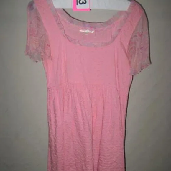 LoveShackFancy Coral Pink Swiss Dot Babydoll Mini Dress Size 8 Cottagecore - Picture 11 of 11